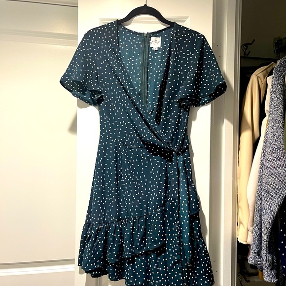 Princess Polly oh Polly green and white polka dot wrap dress - Picture 2 of 3